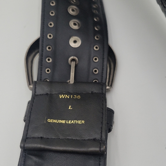 Black Studded Leather Belt - Picture 5 of 6